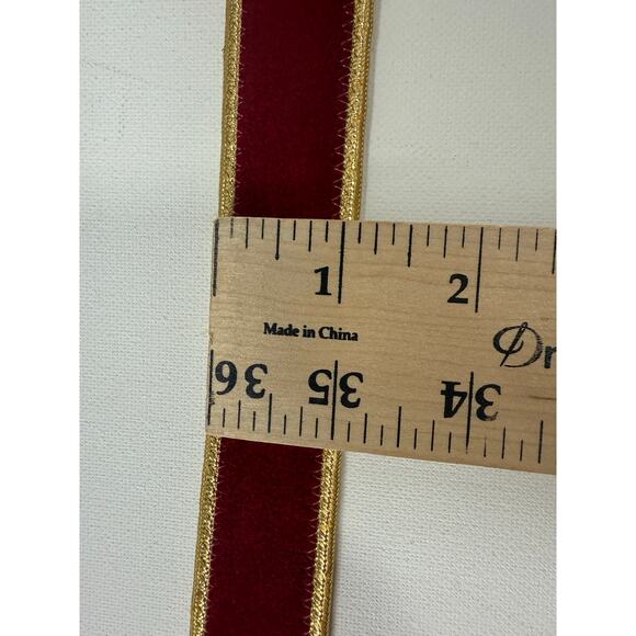 Vintage Burgundy Velvet Leather Belt Gold Trim 35" Made in USA - Picture 8 of 8